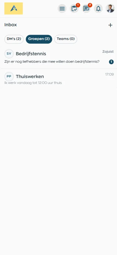 Chatgesprek tussen medewerkers