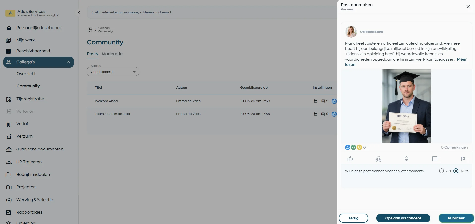 Bericht plaatsen in de community