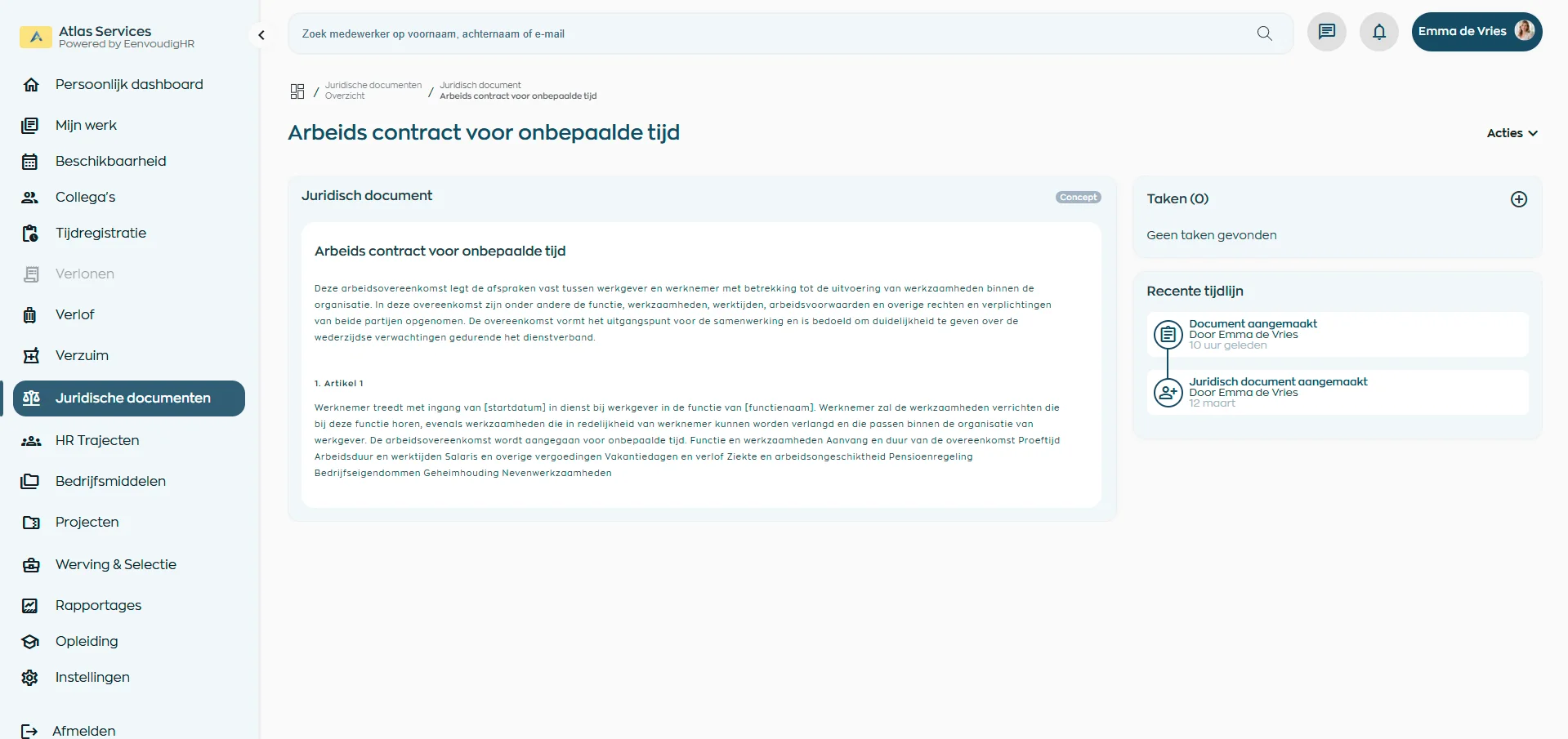 EenvoudigHRJuridische documentenmodule