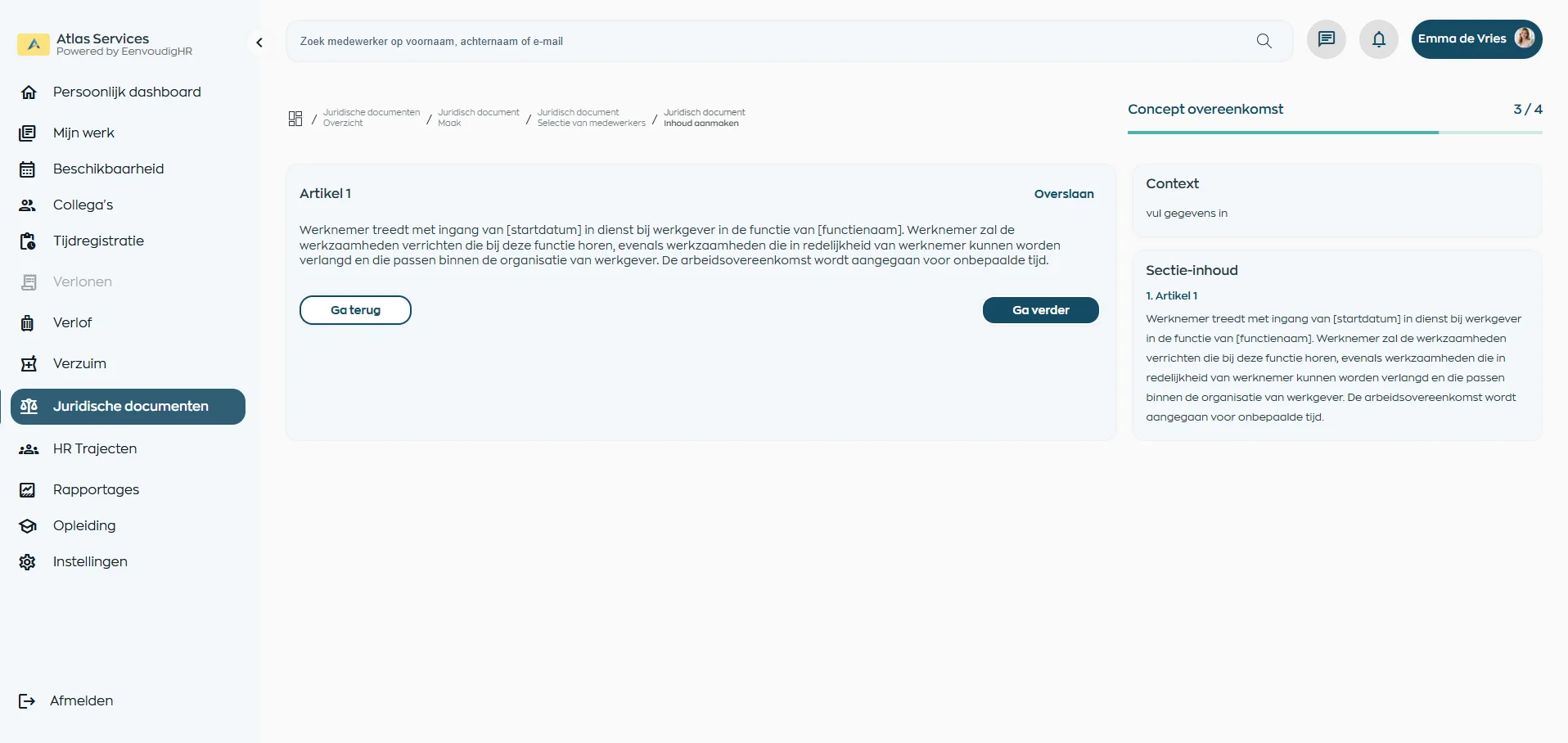 Eigen template met automatisch ingevulde medewerkergegevens