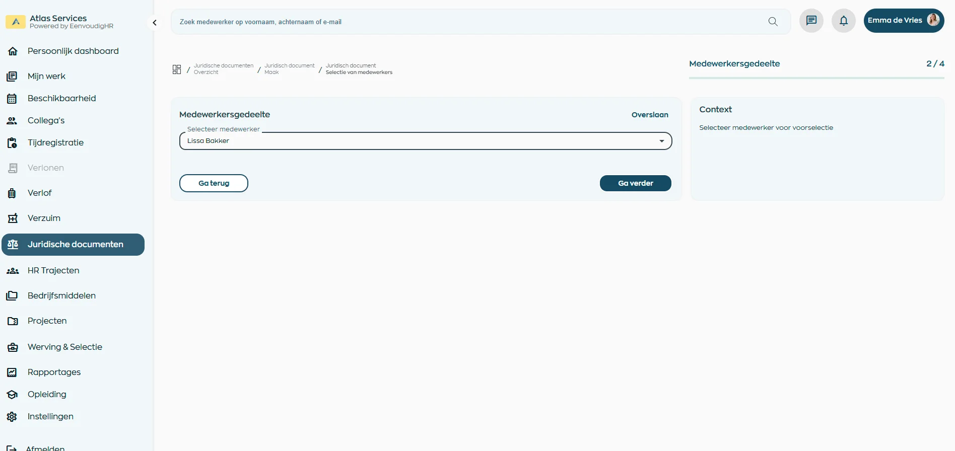 Voorbeeld van contract met automatisch ingevulde gegevens