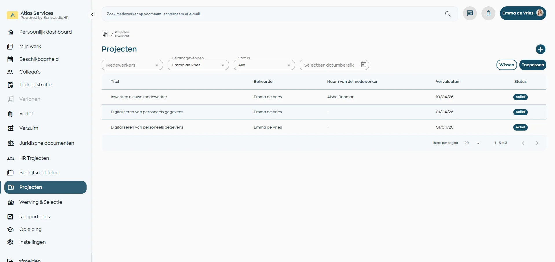 EenvoudigHRProjectenmodule