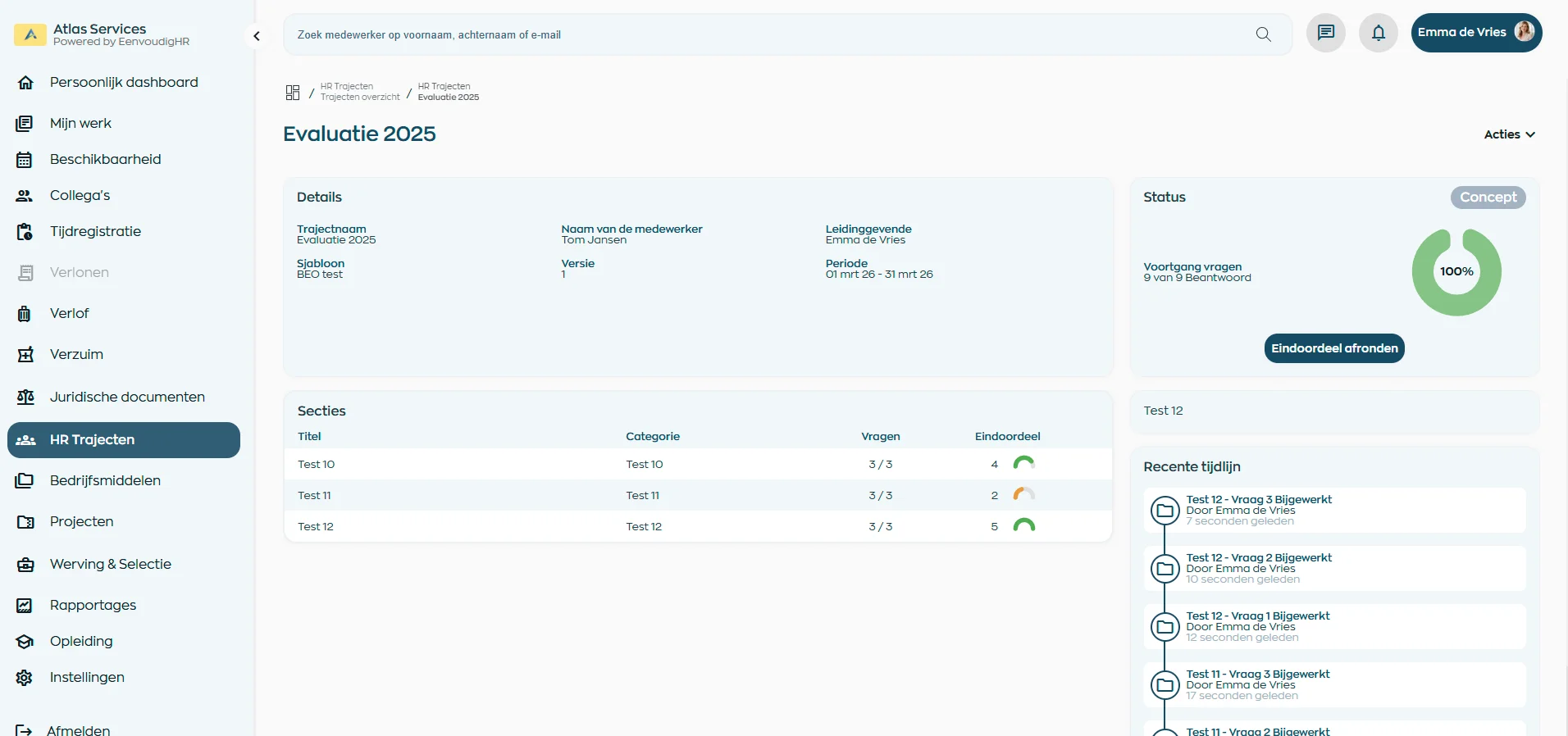 Performance en voortgang binnen HR traject