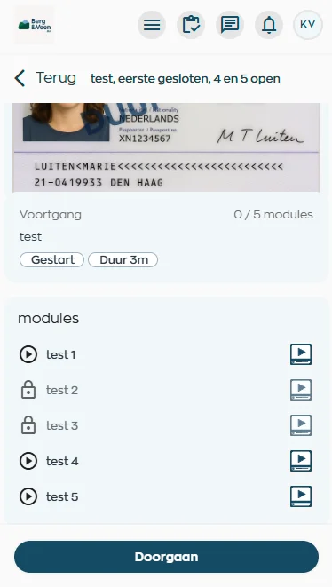 Training volgen in medewerker app