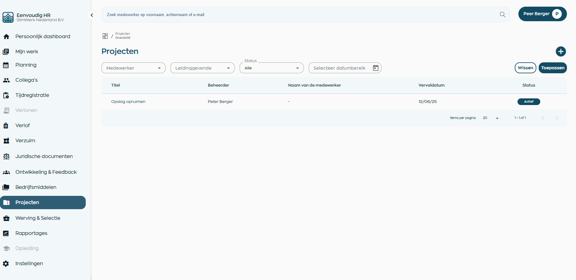 Taakdetail en actie markeren als voltooid